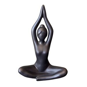 Yoga Figurine Lotus Anjali Mudra Prayer Hands Black‎ Statuette Yoga Decor
